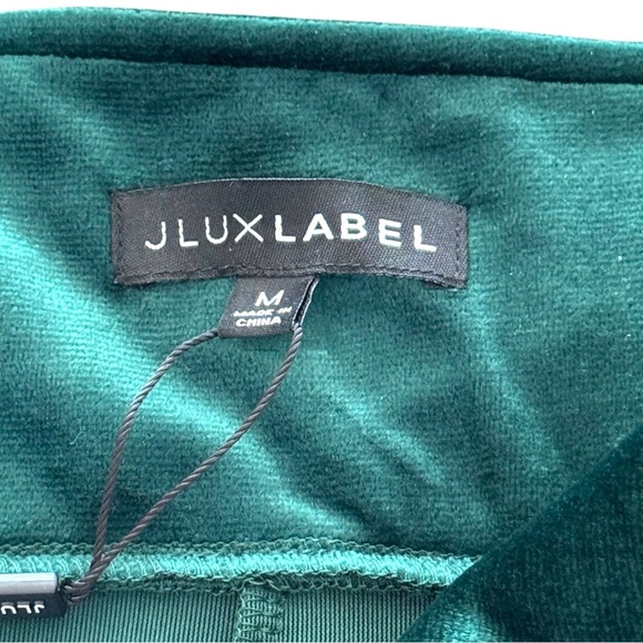 JLUXLABEL Size Medium Noir Ultra High Waist Skinny Emerald Green Velvet Pants - Picture 8 of 11